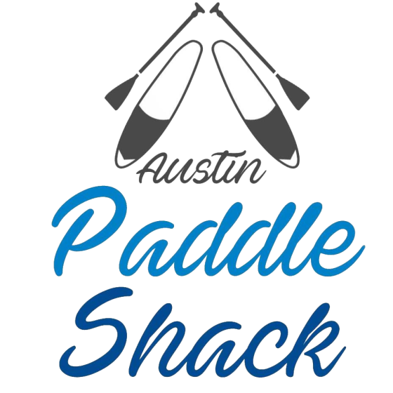 Logo of Austin Paddle Shack with paddles and blue text.